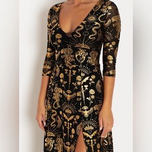 Blackmilk Sacred Power 3/4 Sleeve Split Maxi Dress Medium